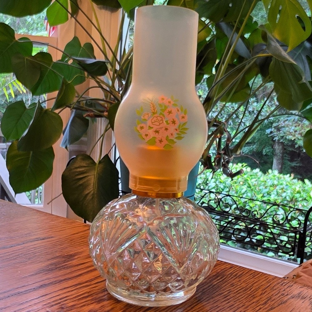 Vintage Avon Hurricane Lamp Perfume Bottle Glass Decor Grandmacore Softgirl 70s